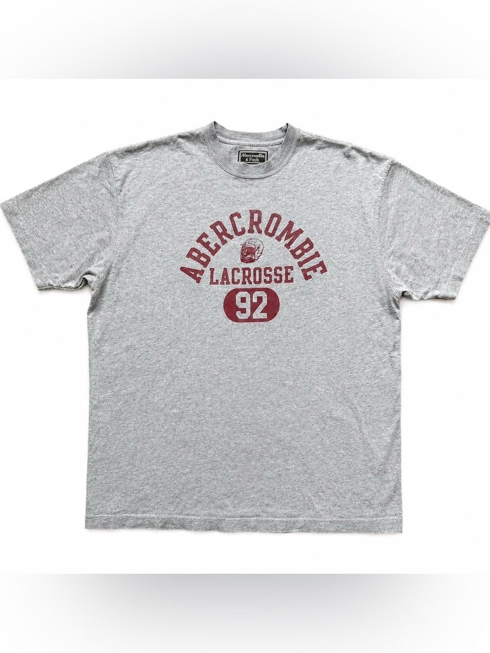 Vintage Abercrombie &Fitch Lacrosse 92 Tshirt Mens XL 90s Y2K Gray Red Spell Out